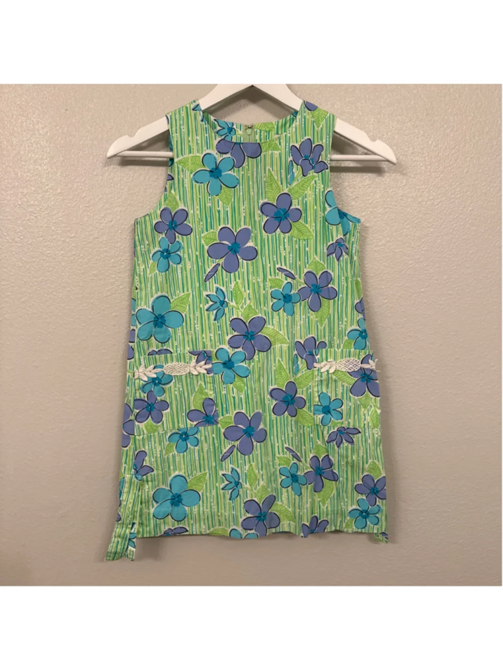 Lilly Pulitzer Girls Little Lilly Classic Shift Floral Green Blue Dress Size 7